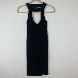 VINTAGE Janet Clark It's Hot Hawaii Onesize Stretchy Black Bodycon Keyhole Dress